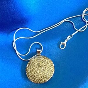 *LOW START* Genuine Peridot Sterling Silver Pendant Necklace